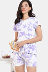 Zivame Dreamverse Knit Cotton Shorts Set - Pink Lavender — thumbnail 1